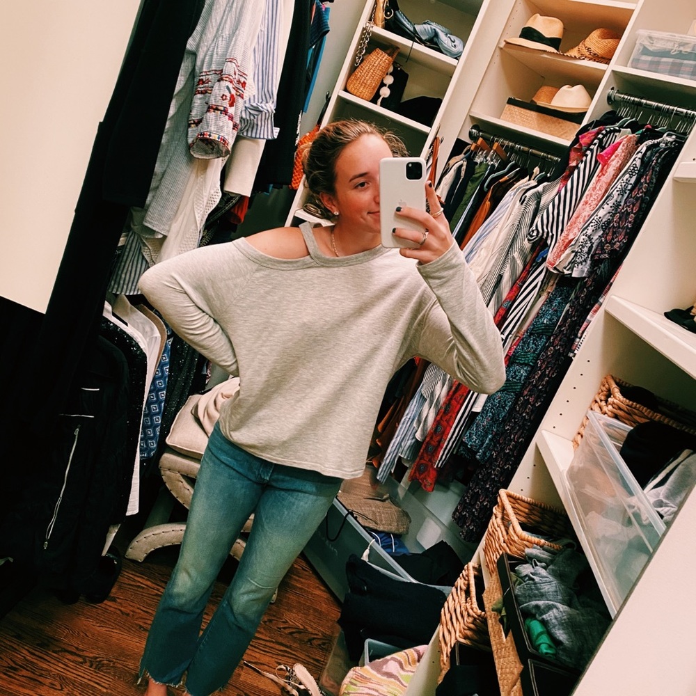 Rag & Bone gray shoulder slit sweater